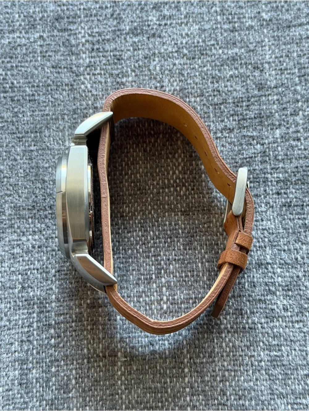 TEVA Stainless Steel Brown Leather Strap Watch